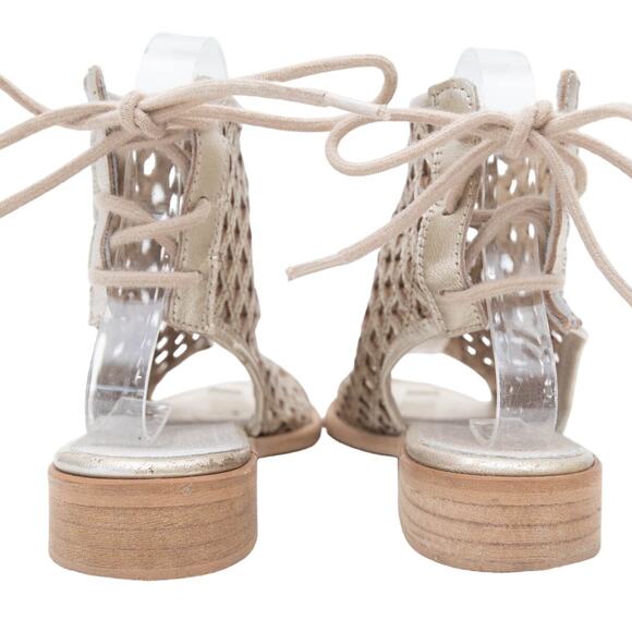 Musse & Cloud Gold Aimy Laser Cut Sandals Size 38 US 7-7.5 - Picture 4 of 10